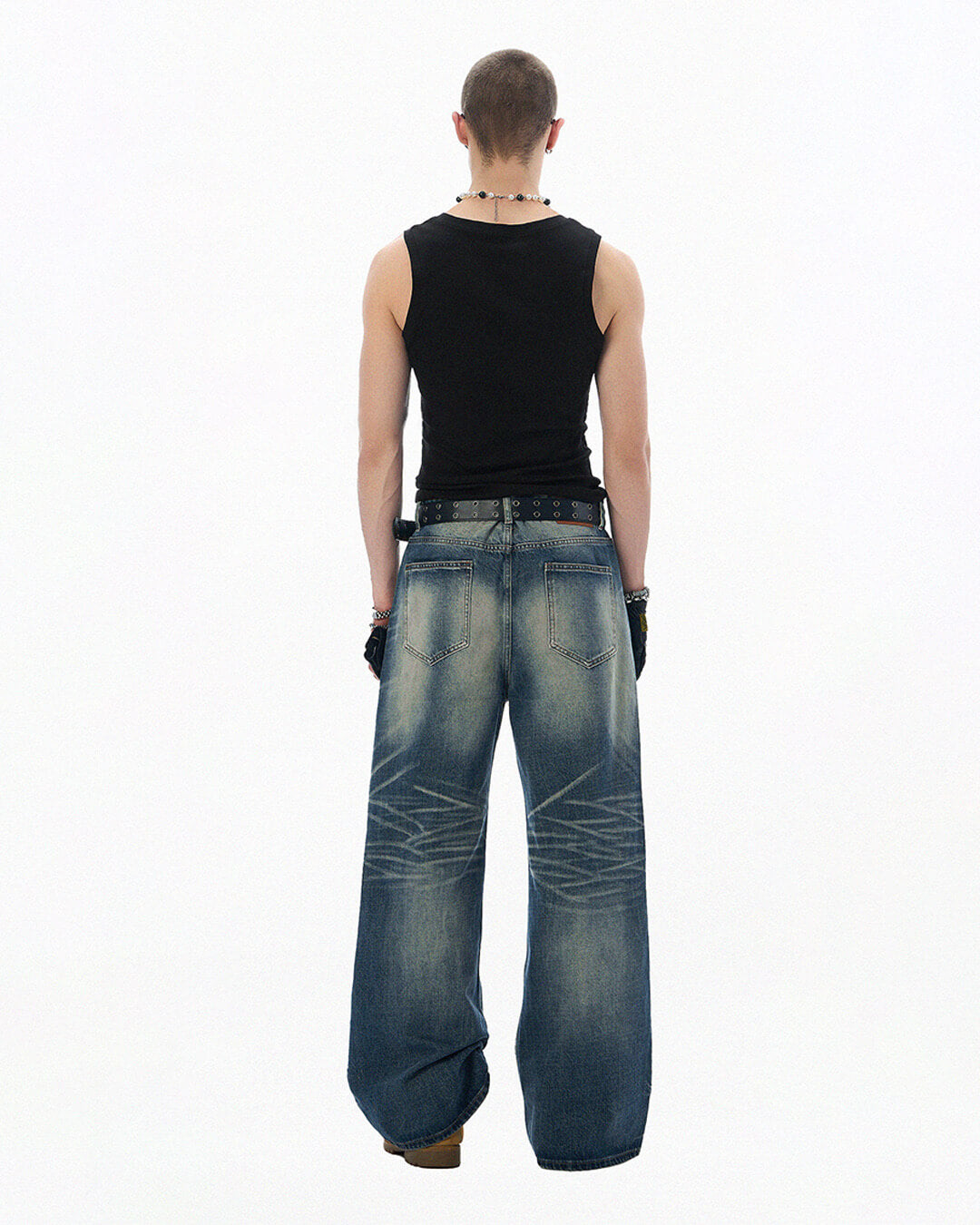 JHYQ Blue Vintage Wash Loose Fit Jeans