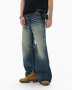 JHYQ Blue Vintage Wash Loose Fit Jeans