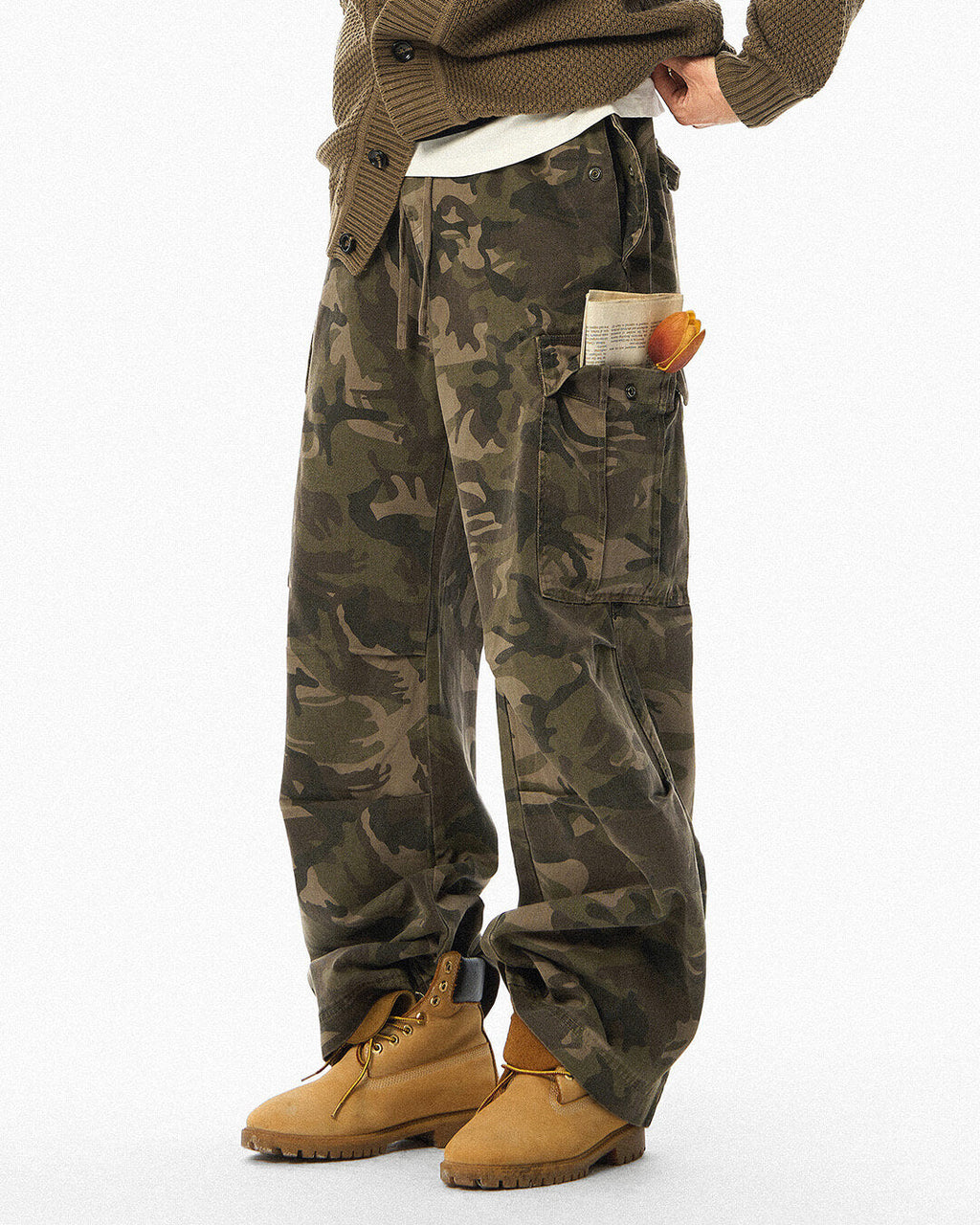 JHYQ Camouflage Drawstring Baggy Cargo Pants