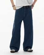 JHYQ Dark Blue Arched Back Pocket Loose Fit Jeans