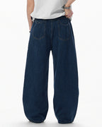 JHYQ Dark Blue Arched Back Pocket Loose Fit Jeans