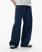 JHYQ Dark Blue Arched Back Pocket Loose Fit Jeans