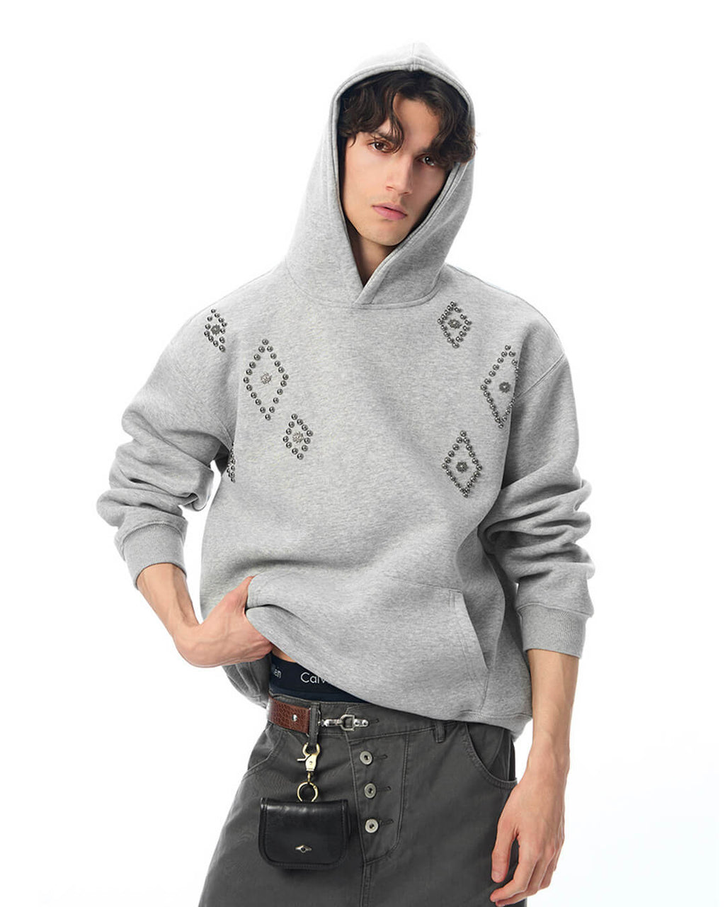 JHYQ Diamond Studded Eye Rivet Hoodie
