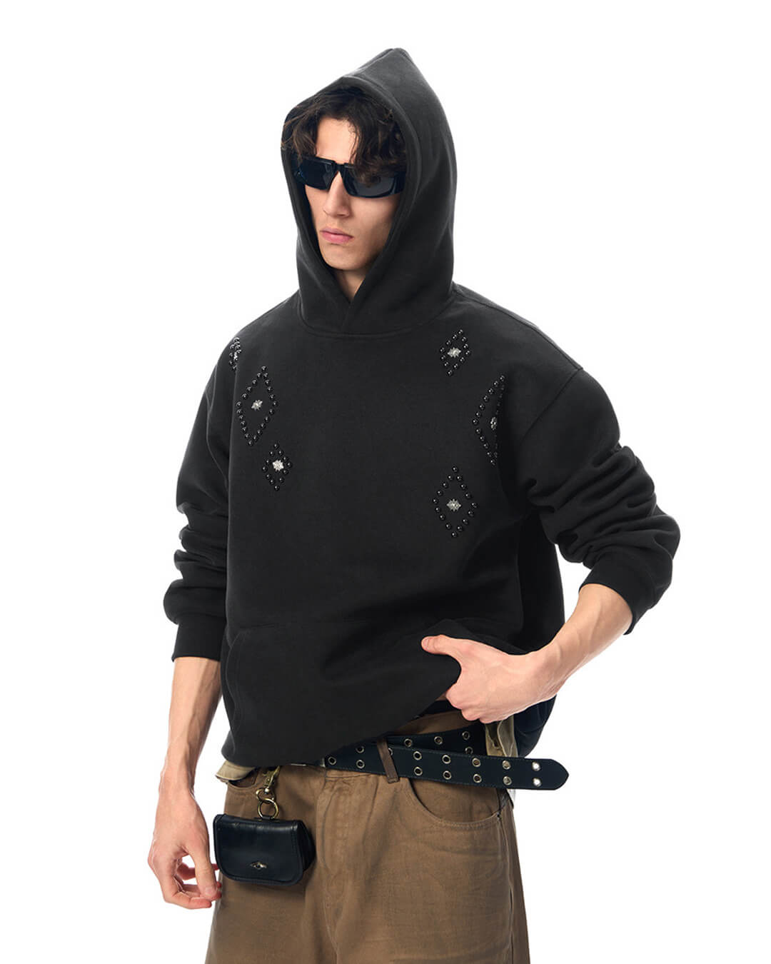 JHYQ Diamond Studded Eye Rivet Hoodie