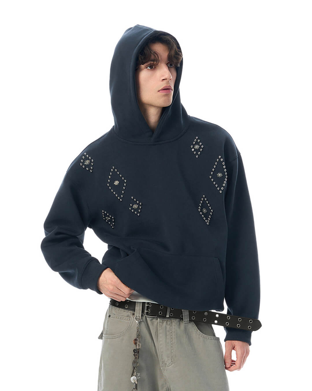 JHYQ Diamond Studded Eye Rivet Hoodie