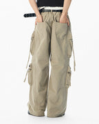 JHYQ Eyelet Detail 3D Multi Pocket Baggy Cargo Pants