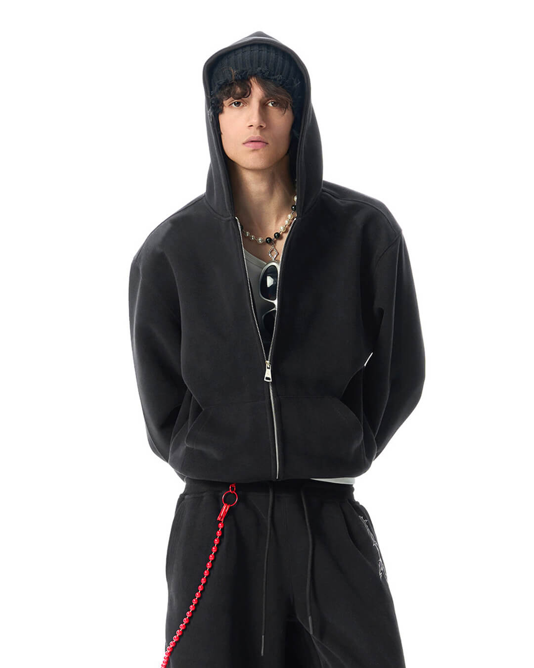 JHYQ Heavyweight Essential Cropped Zip Up Hoodie