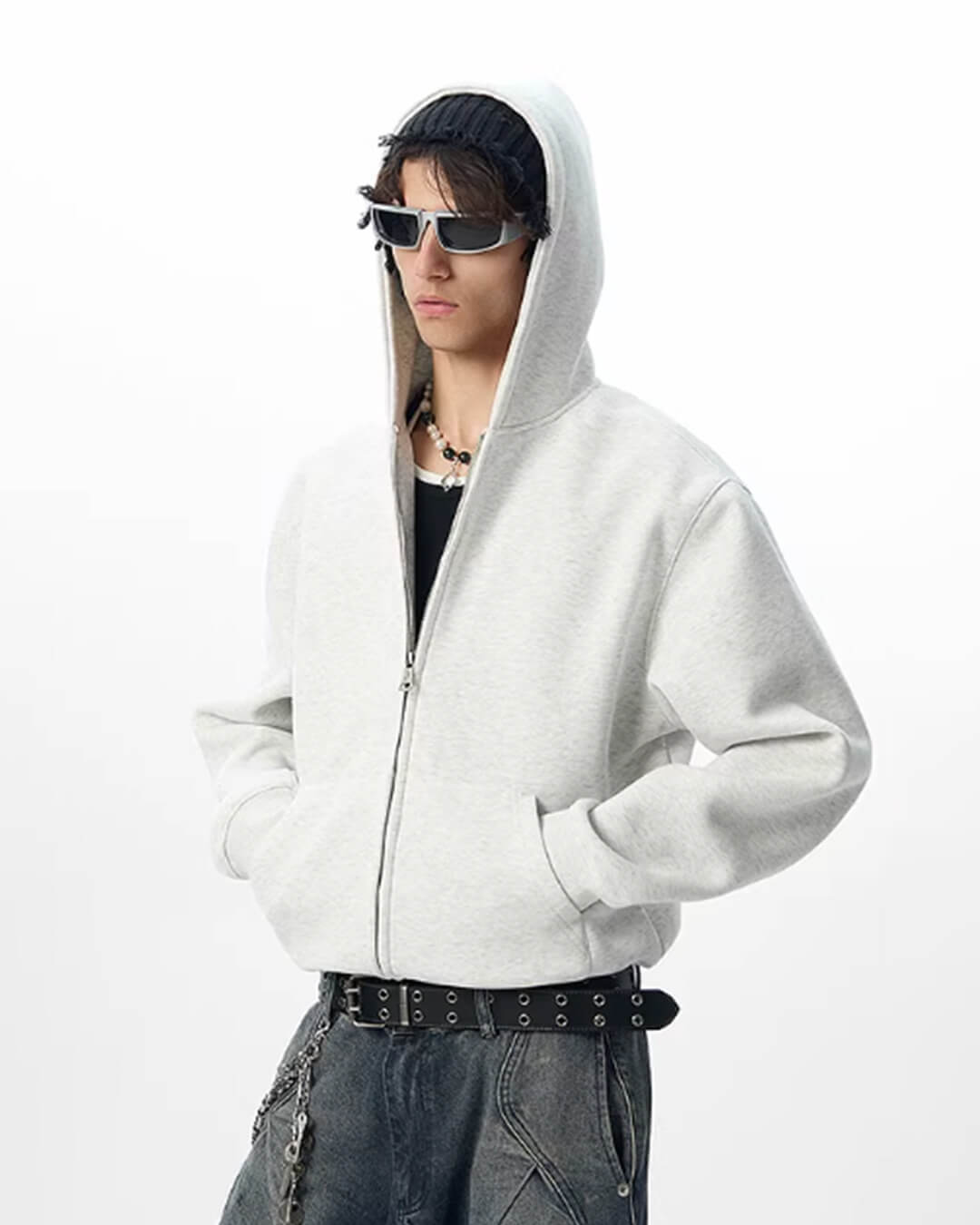 JHYQ Heavyweight Essential Cropped Zip Up Hoodie