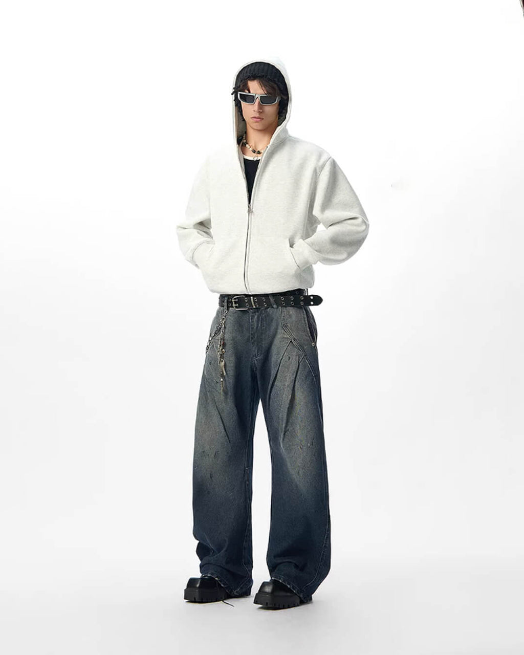 JHYQ Heavyweight Essential Cropped Zip Up Hoodie