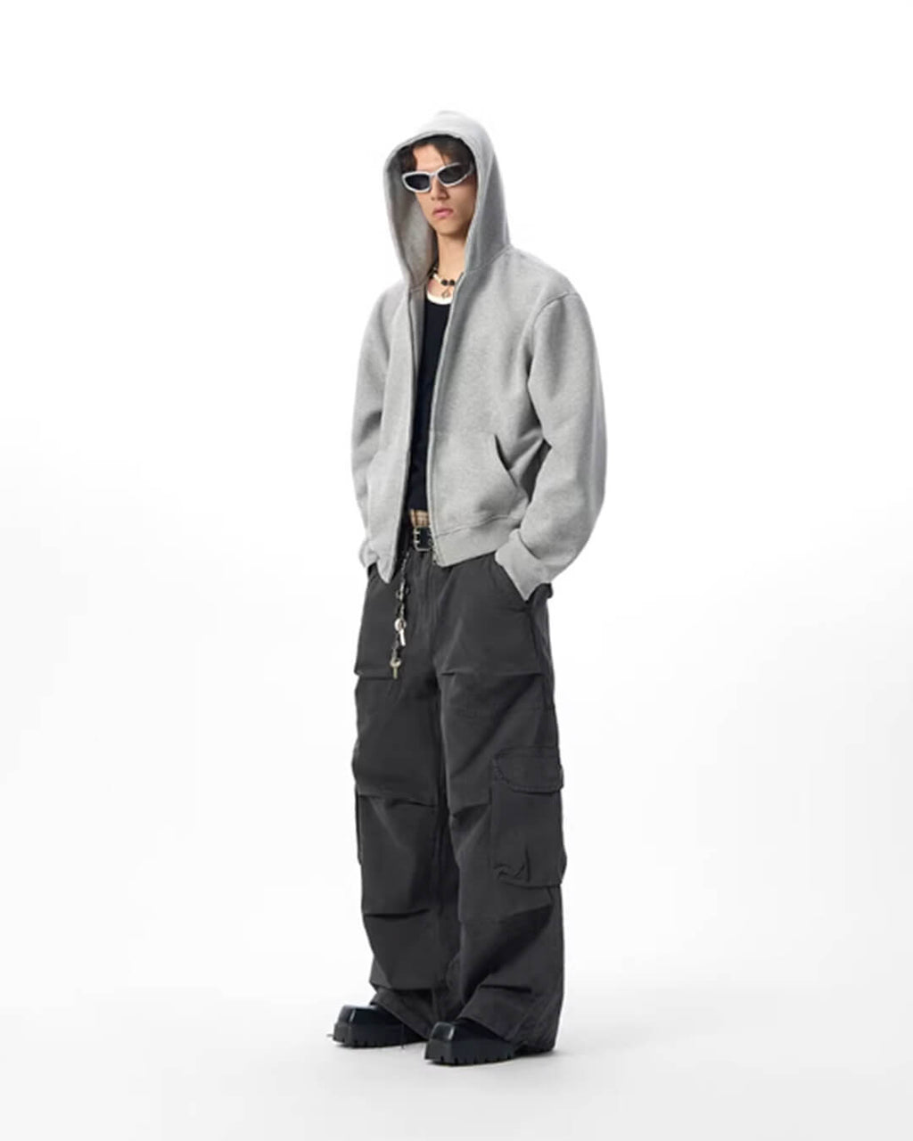 JHYQ Heavyweight Essential Cropped Zip Up Hoodie