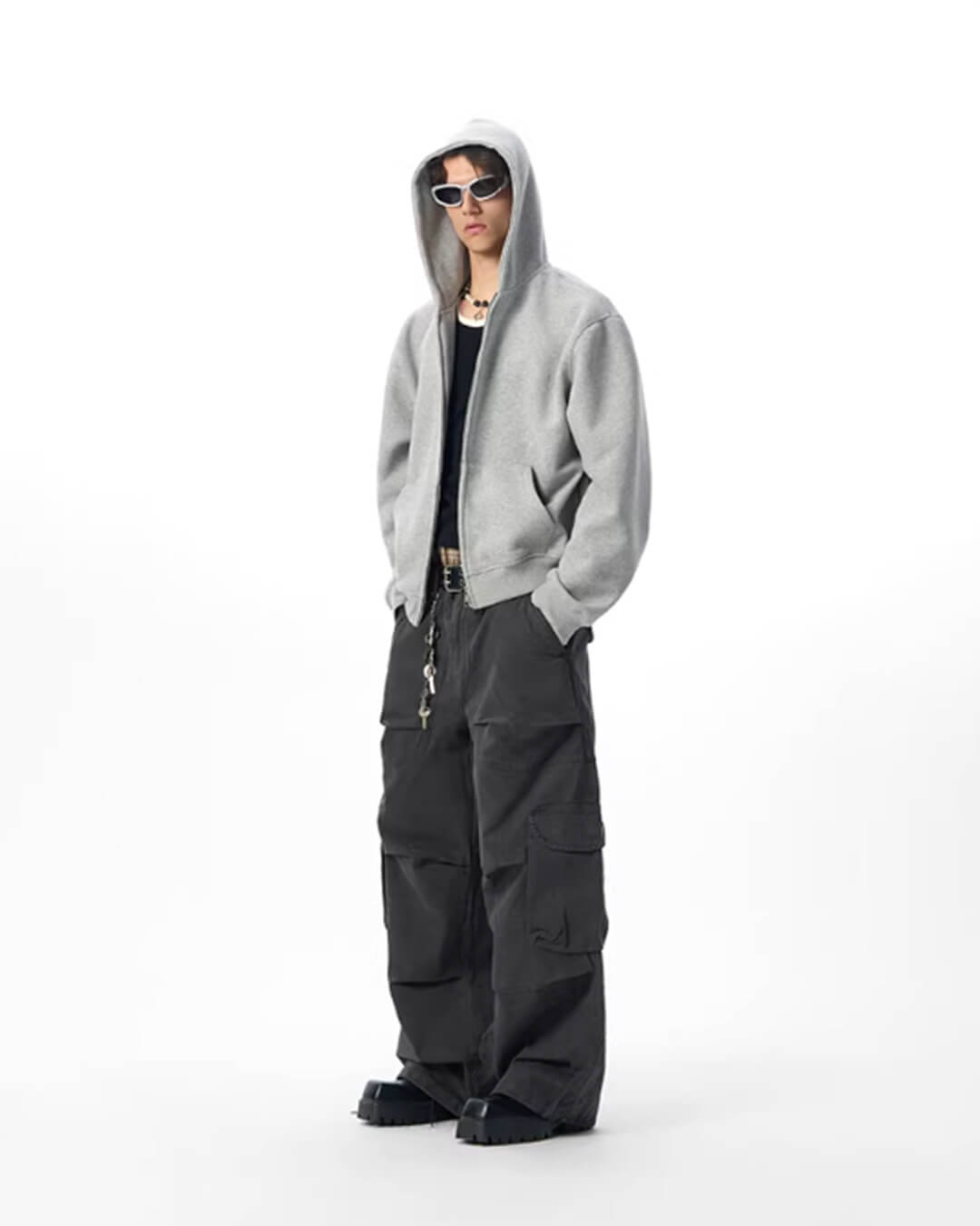 JHYQ Heavyweight Essential Cropped Zip Up Hoodie