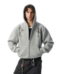 JHYQ Horse Print Cropped Zip Up Hoodie