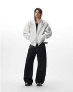 JHYQ Horse Print Cropped Zip Up Hoodie