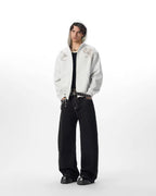JHYQ Horse Print Cropped Zip Up Hoodie