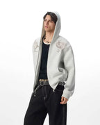 JHYQ Horse Print Cropped Zip Up Hoodie