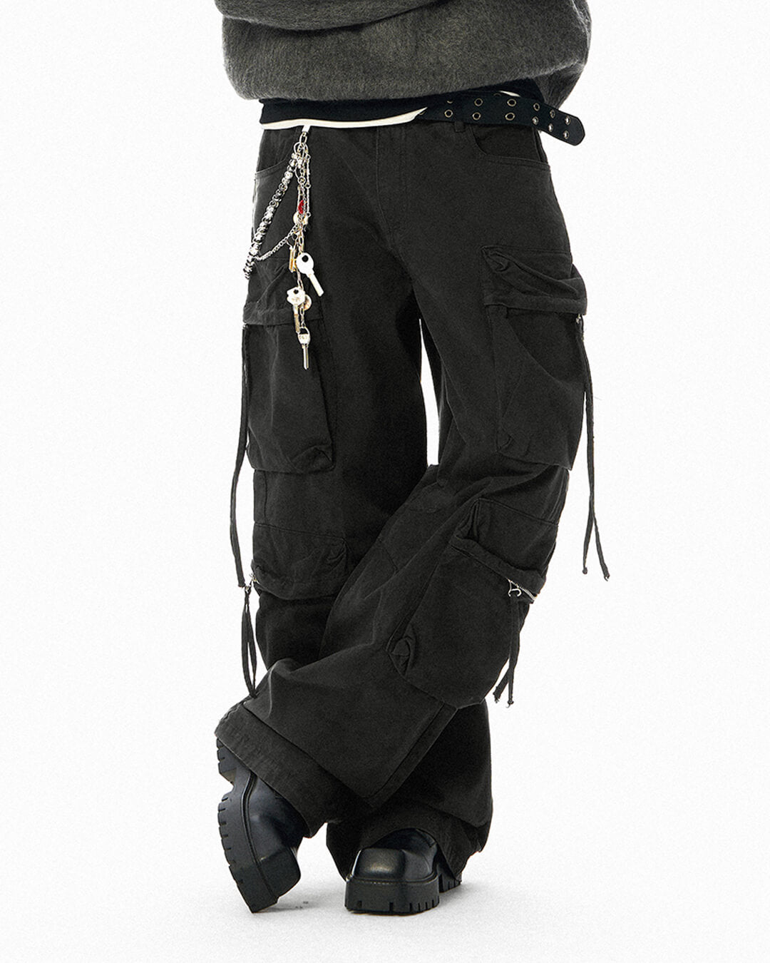 JHYQ Large Multi Pocket Washed Baggy Cargo Pants