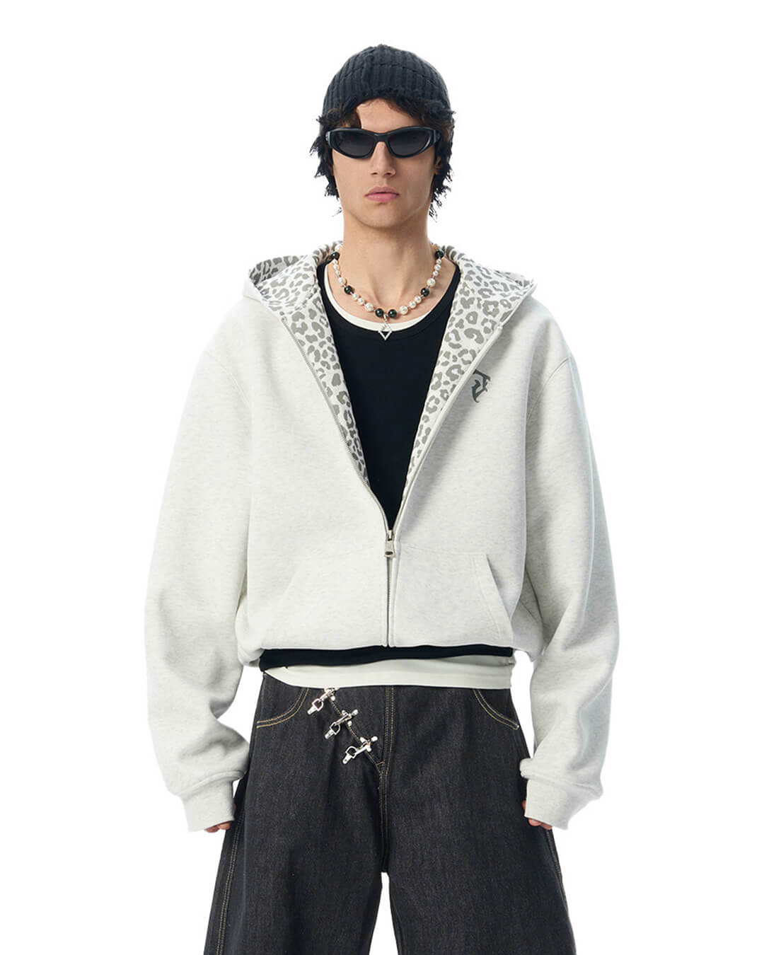 JHYQ Leopard Print Lined Cropped Hoodie