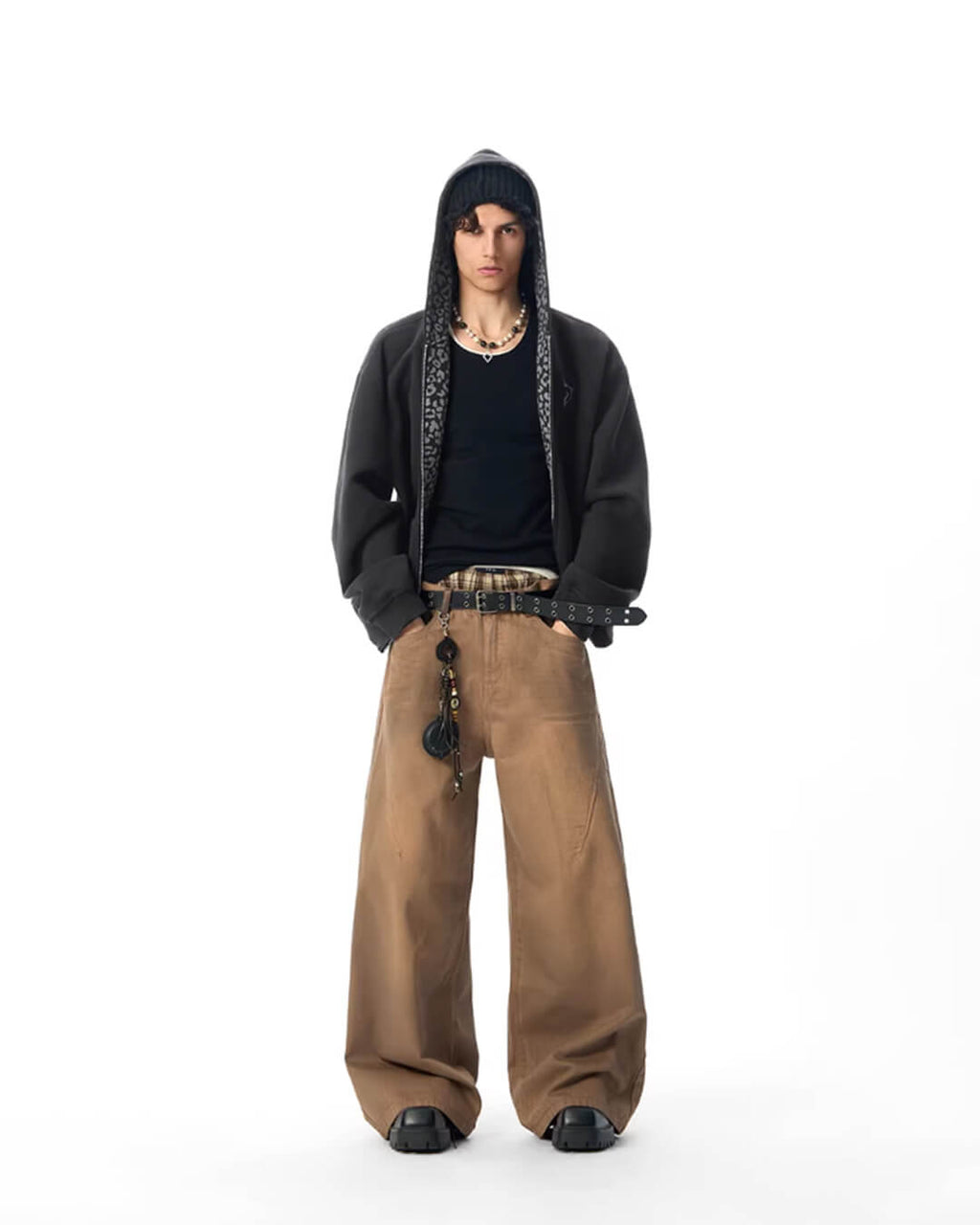 JHYQ Leopard Print Lined Cropped Hoodie