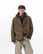 JHYQ Leopard Print Metal Studded Shirt Jacket