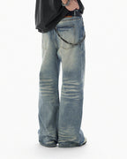 JHYQ Light Blue Whiskered Washed Loose Fit Jeans
