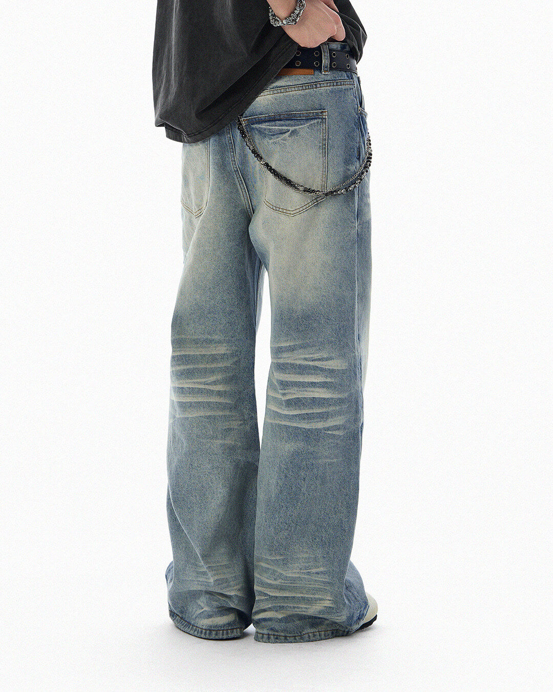 JHYQ Light Blue Whiskered Washed Loose Fit Jeans