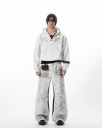 JHYQ Metal Buckle V Neck Cropped Hoodie