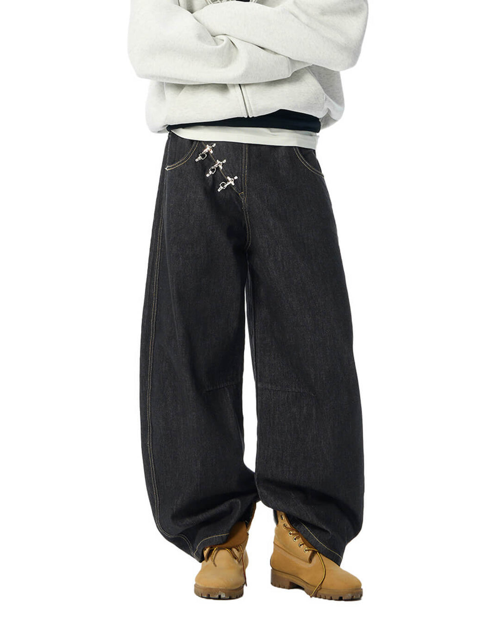 JHYQ Metal Snap Buckle Baggy Machete Jeans