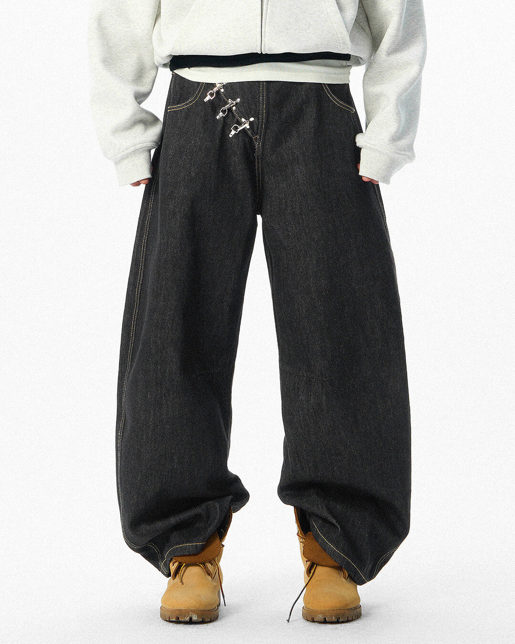 JHYQ Metal Snap Buckle Baggy Machete Jeans