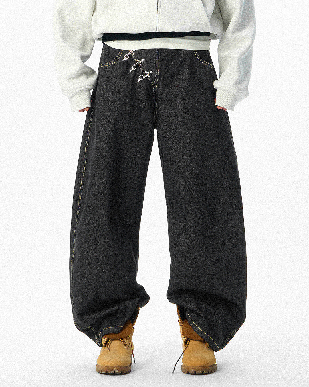 JHYQ Metal Snap Buckle Baggy Machete Jeans