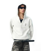 JHYQ Pegasus Logo V Neck Cropped Hoodie