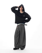 JHYQ Pegasus Logo V Neck Cropped Hoodie