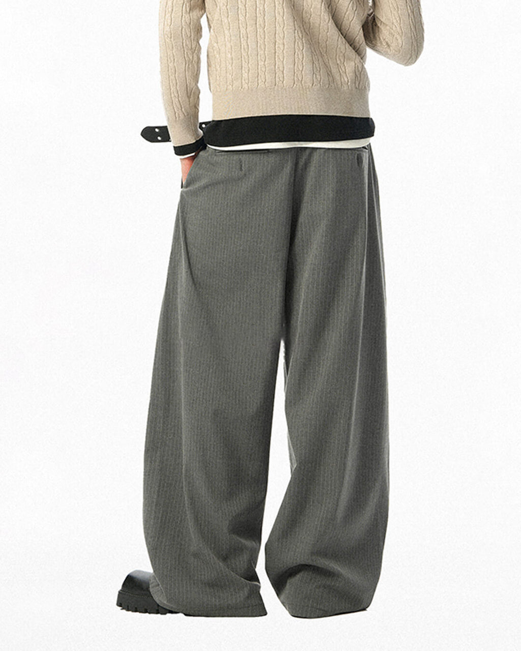 JHYQ Pinstripe Pleated Wide Leg Suit Pants