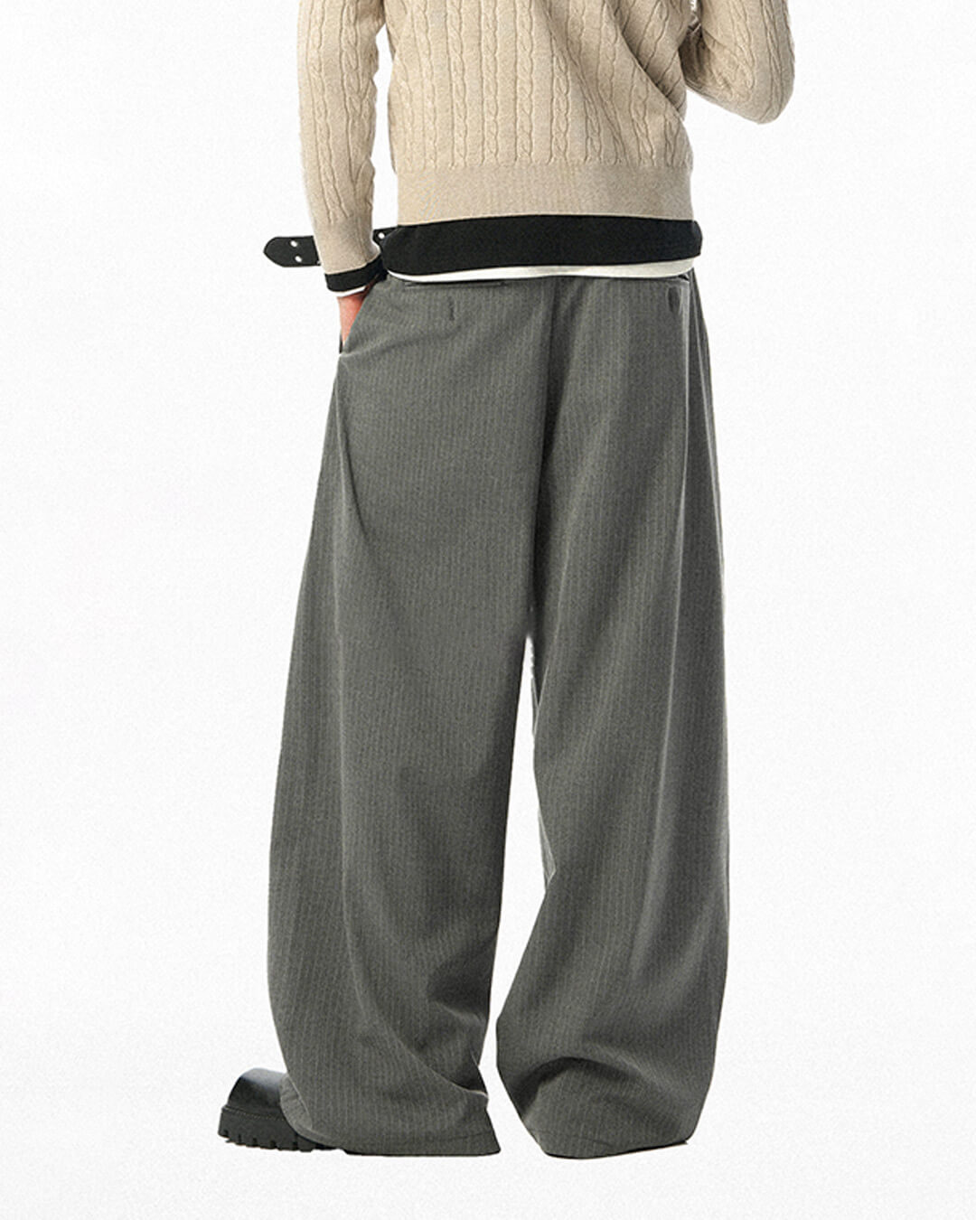 JHYQ Pinstripe Pleated Wide Leg Suit Pants