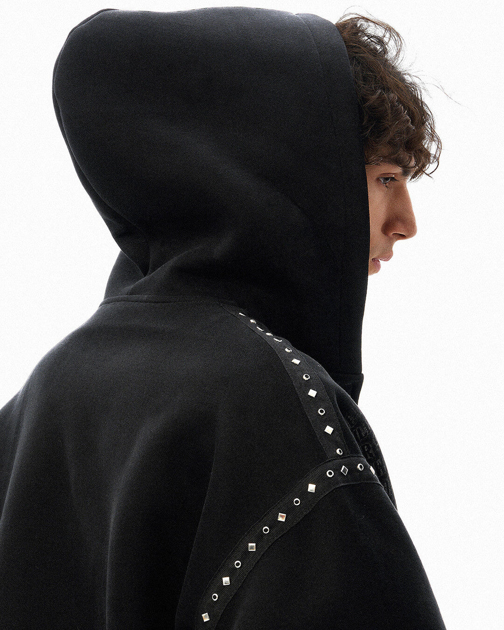 JHYQ Punk Style Studded Double Zipper Hoodie