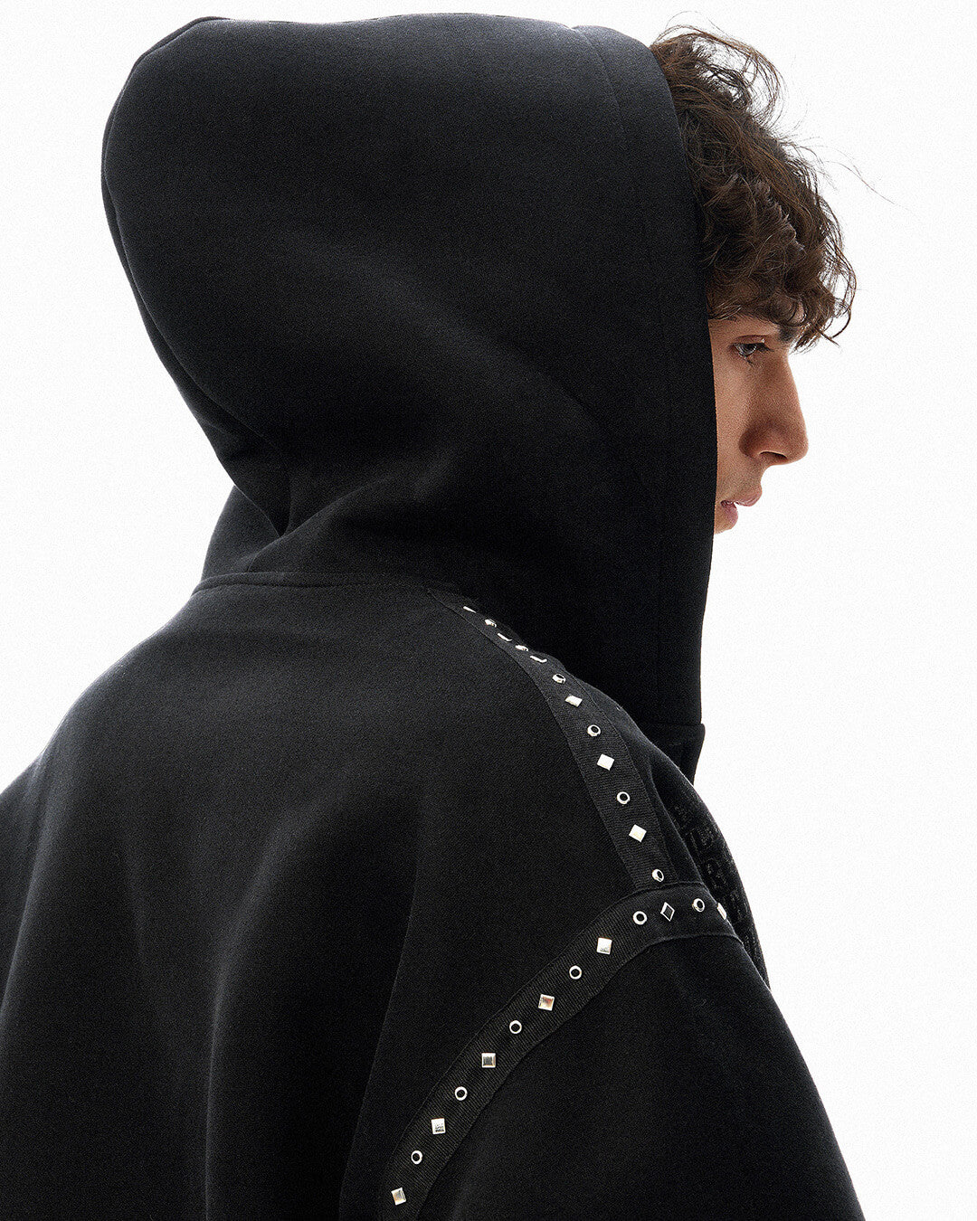 JHYQ Punk Style Studded Double Zipper Hoodie