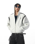 JHYQ Rivet Shoulder Cropped Zip Up Hoodie