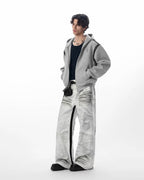 JHYQ Rivet Shoulder Cropped Zip Up Hoodie
