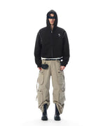 JHYQ Rivet Shoulder Cropped Zip Up Hoodie