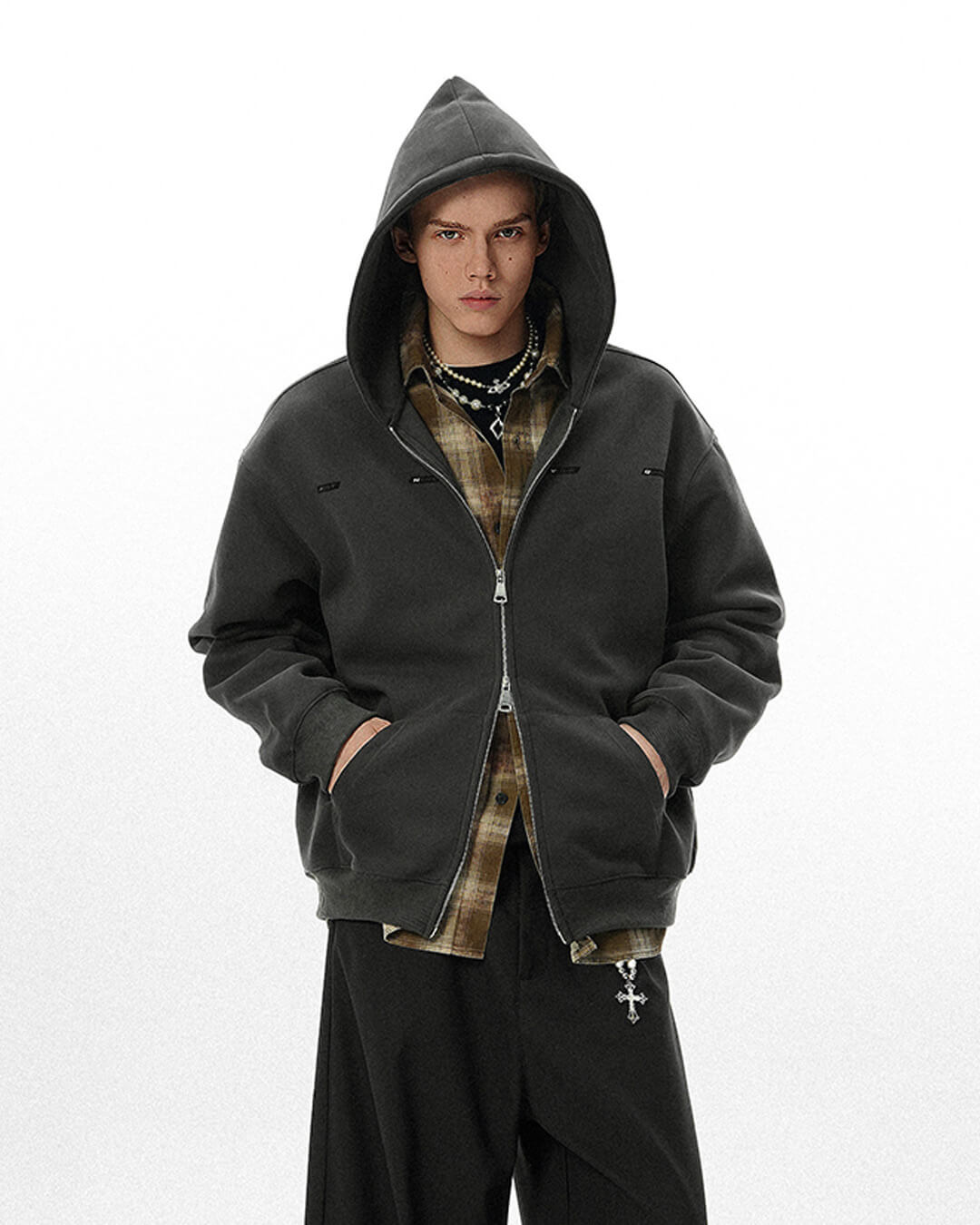 JHYQ Small Logo Double Zipper Hoodie