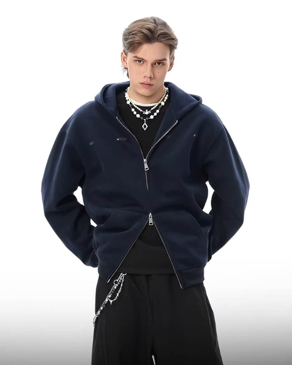 JHYQ Small Logo Double Zipper Hoodie
