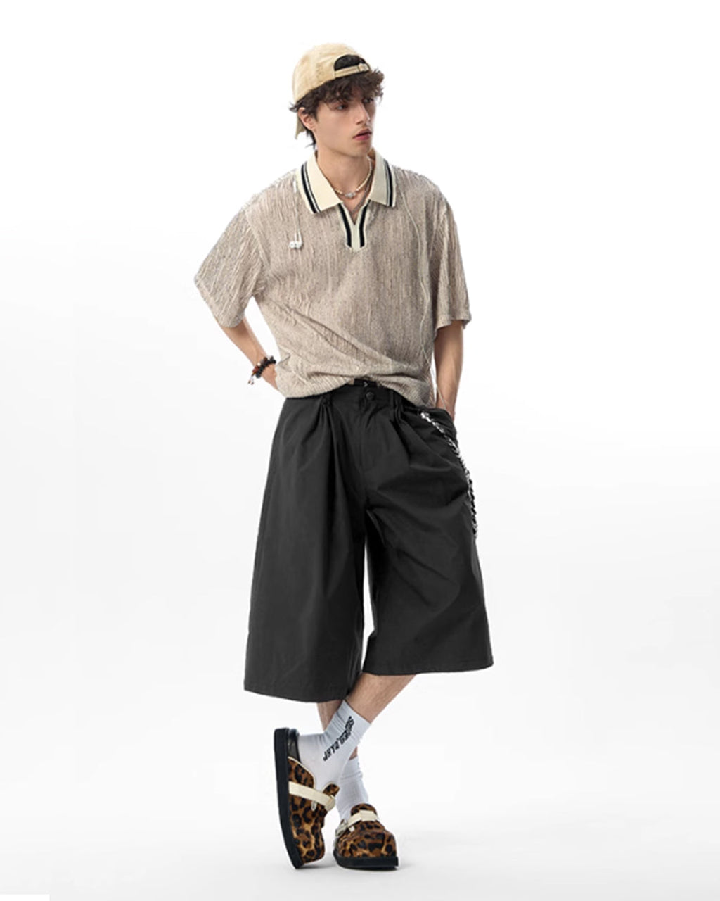 JHYQ Strap Detail Pleated Suit Shorts