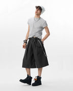 JHYQ Strap Detail Pleated Suit Shorts
