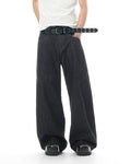 JHYQ Topstitch 3D Cut Black Baggy Flared Jeans