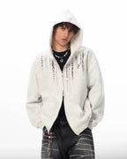 JHYQ Vertical Code Print Double Zipper Hoodie