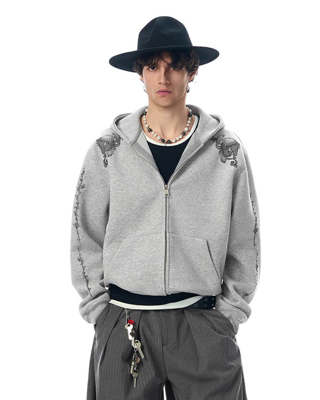 JHYQ Vine Horse Cropped Zip Up Hoodie