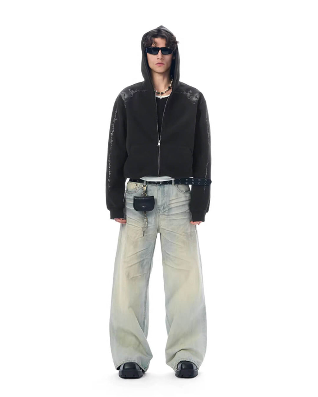 JHYQ Vine Horse Cropped Zip Up Hoodie