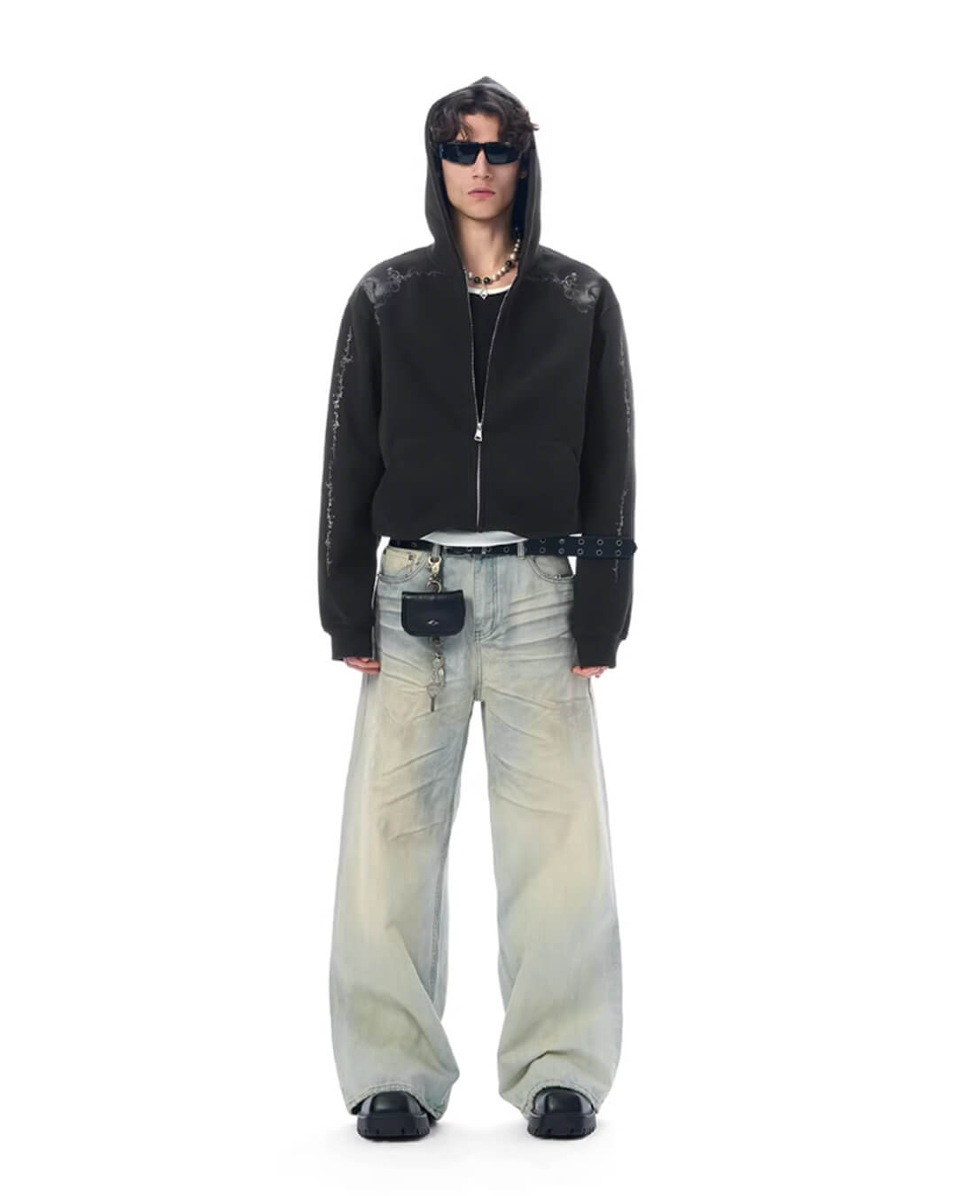 JHYQ Vine Horse Cropped Zip Up Hoodie