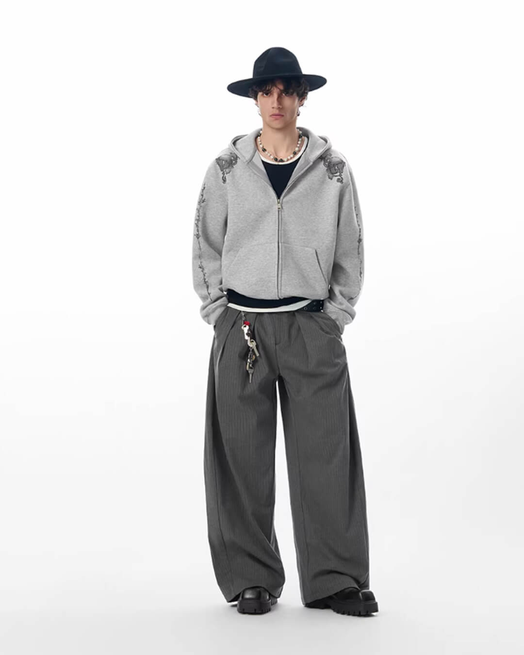 JHYQ Vine Horse Cropped Zip Up Hoodie
