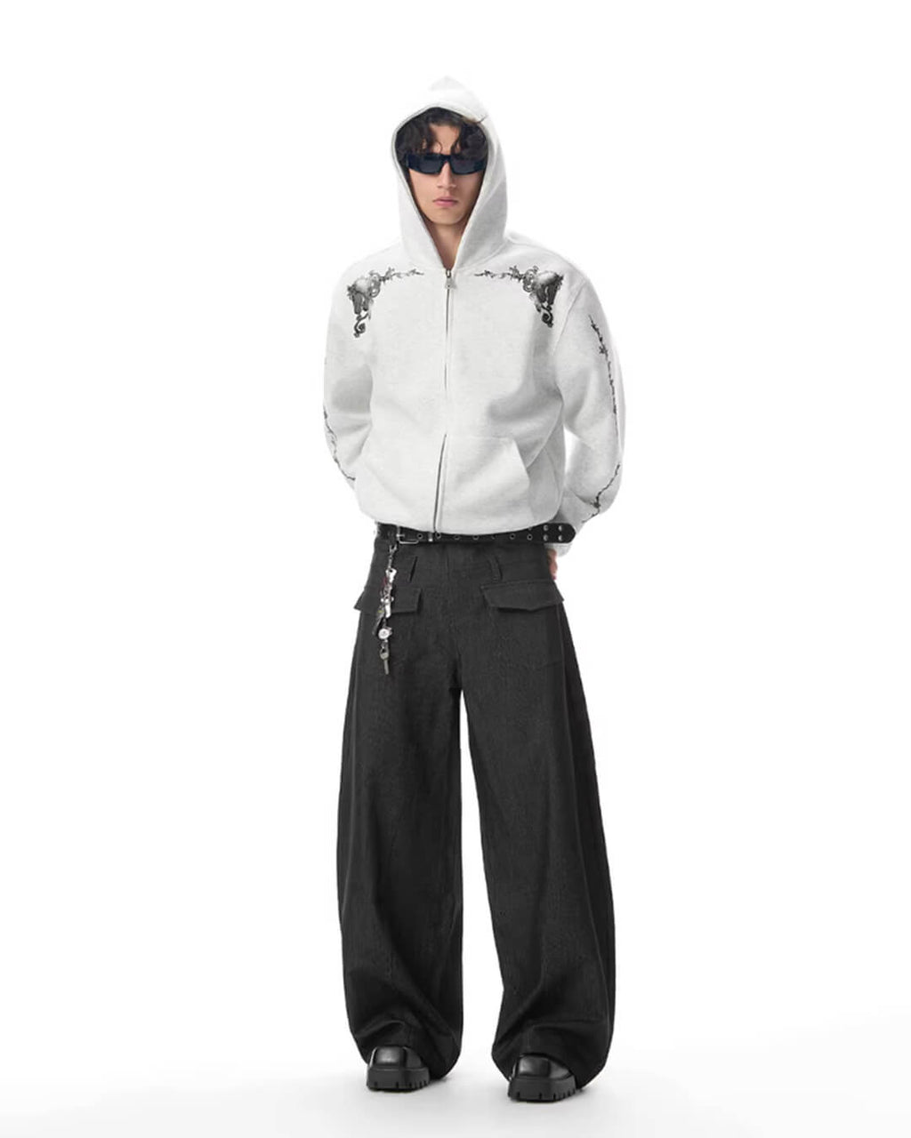 JHYQ Vine Horse Cropped Zip Up Hoodie