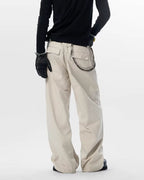 JHYQ Vintage Aged Raw Edge Baggy Work Pants